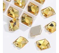 Strass para Coser, Cose en Rhinestone Flatback K9 Crystal Strass Vestido Joyería Cuentas Multicolor Múltiples Tamaños(Giallo,17X21mm 15pcs)
