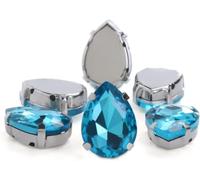 Strass para Coser, Vidrio Multicolor for Coser Diamantes de imitación, 30 Piezas, tamaños múltiples for Manualidades Vestir DIY(Sky Blue,7x10mm 30pcs)