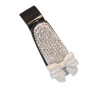 Strass Sonnenbrillen-Clip - Glitzernde Schleife & Kamelie | Luxus Bling-Bling Brillenhalter Und Ticket-Organizer Für Auto-Sonnenblende, Universal KFZ-Innenzubehör Für Damen (Weiß/Schwarz)