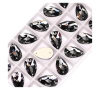 Strass Termoadhesivo Piedras de cristal con forma lágrima for coser, bordar, accesorios ropa, piedras for decoración vestidos novia(Black Diamond,7x12mm 96Pcs)
