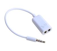Straße Tech® - Cable doble jack de 3,5 mm, divisor de audio compatible con iPhone, smartphone, iPad ordenador, PC, auriculares, permite conectar auriculares con micrófono a la toma jack, color blanco