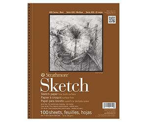Strathmore 400 Series Wire Bound Sketch Pad, 60 lb. Paper, 9 X 12 inches, White, 50 Sheets (455-9)
