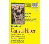 Strathmore Bloc de papel de lona de la serie 300, encuadernado con pegamento, 6 x 6 pulgadas, 10 hojas (115 libras/187 g), papel de artista para adultos y estudiantes, pinturas acrílicas y al óleo
