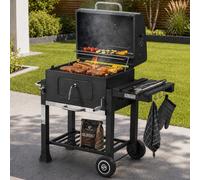 Strattore Barbacoa de Carbón Ajustable XL Parrilla de Carbón de Leña BBQ Jardín Portátil Exteriores hecho de Hierro