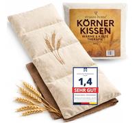 Strauss Home® Cojín de granos grandes, apto para microondas, para evitar la tensión en el cuello, hombros y espalda, granos de trigo naturales, 20 x 50 cm
