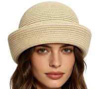 Straw Beret Hats For Women - Vintage Breathable Elegant Hand Woven Cap, Features Shape Retaining Flexible Straw Architecture To Prevent Crushing And Creasing, Built With Soft Moisture Wicking Interior