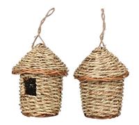 Straw Birds Nest Handwoven Straw Bird Nest Cage, Breeding Cave | Birds Hatching, Resting House, Hut for Branches, Vines, Fences, Balconies, Ledges, Parrot, Canary, Cockatiel, Other Birds