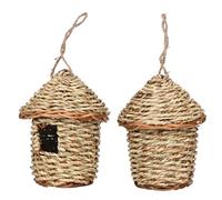 Straw Birds Nest, Outdoor Breeding House, Natural Breeding Nest, Ideal para Hatching and Nesting, Perfect for Garden, Balcony, Porch, and Tree Trunk, Natural, 1 pieza