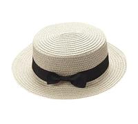 Straw Bowler Hat for Baby Girl Boy Cute Solid Roll Up Short Brim Sun Hats with Bowknot Panama Bucket Felt Cloche Caps Unisex Child Vintage Classic Round Caps