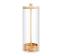 Straw Container, Straw Dispenser, Drinking Straw Holder, Acrylic Wood Material, Waterproof Lid Design, Kitchen Dining Coffee Shop Use, 10.63x3.15 Inches, Clear, Brown, 1 Piece