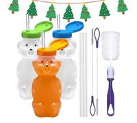 Straw Cup,230 ml Water Bottle Sippy Taza con Lid,Transparente Cute Bear Cups with Straws - for Women Kids Girls Iced Coffee Milk Tea Drinks