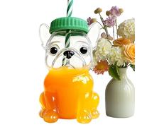 Straw Sippy Cup - Spill Proof Bottle for Cold Drink | Reusable Water Container with Straw, Dog Coffee Mug Accent, Travel Beverage Holder, Christmas Birthday Gift, Home Office Children Adults Use