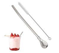 Straw Spoon - 14g Filtered Spoon Straw Strainer Stirrer | Stainless Steel Multifunctional Bombilla Drinking Straws Spoons Safe For Coffee Loose Leaf Tea Soup