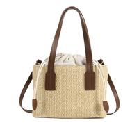 Straw Tote Bag, Aesthetic Trendy Handbag, Summer Beach Vacation, Lightweight Woven Shoulder Fashion Daily Travel Purse for Mom Wife Daughter Shopping Pool Cruise Use 5.51 pulgadas de altura, marrón