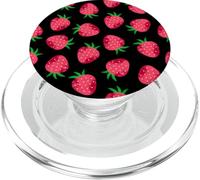 Strawberries Fruit Red Berry Wild Natural Food Black PopSockets PopGrip para MagSafe