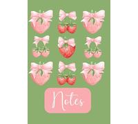 Strawberries With Pink Bows Lined Ruled 6x9" Notebook, Diary, Memo Pad, Journaling, Creative Ideas, Notepad For Writers