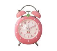 Strawberry Alarm Clock for Kids, Cute Alarm Clock for Heavy Sleepers, Loud Twin Bell for Bedroom Decoration, Pink