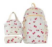 Strawberry Backpack Set - 3 Piece School Bag, Lunch Box & Case | Laptop | 30x42x13cm Backpack | 3-Piece Strawberry Backpack Set | Durable Nylon Material, Includes Lunch Box & Pencil Case For School