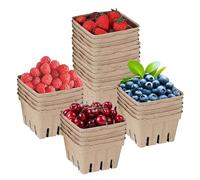 Strawberry Basket Set, Reusable Fiber Fruit Containers, 30pcs Stackable Berry Cartons with Natural Pulp, Cardboard Produce Tray, Eco Friendly Storage Basket, Farmers Market Fruit Packaging for Store
