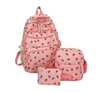 Strawberry Bookbag Set, Cute School Backpack, 17,72 x 11,81 in Pen Pouch Shoulder, Zippered Storage Compartments, Lightweight Authentic Fabric for Boys Girls Students, Commute, Outdoor, Preschool