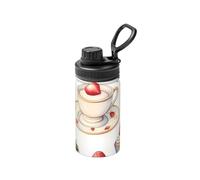 Strawberry Cake Print - Botella de agua aislada de 12 onzas, taza de agua espacial para viajes, deportes, boca ancha, acero inoxidable