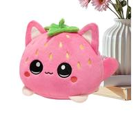 Strawberry Cat Plush - Stuffed Doll for Kids Girls | Short Plush with PP Cotton Fill, Adorable Toy Figure for Women, Adult, Pet Lover, Birthday, Easter Table Decoration