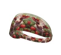 Strawberry Cow in the Forest - Bandas elásticas antideslizantes que absorben el sudor para mujeres y hombres, diadema de entrenamiento para gimnasio, correr, yoga, tenis