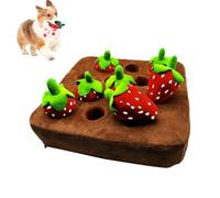 Strawberry Farm - Juguete para perros, tapete de búsqueda de felpa, 12 juguetes de campo de verduras, rompecabezas interactivo para masticar, juego de alimentación de olfato, entrenamiento cerebral
