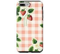 Strawberry Gingham Pattern Pink Plaid Cottagecore Aesthetic Carcasa para iPhone 7 Plus/8 Plus