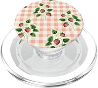 Strawberry Gingham Pattern Pink Plaid Cottagecore Aesthetic PopSockets PopGrip para MagSafe