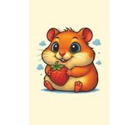 Strawberry Hamster Joy: Adorable notebook with a chubby hamster holding a strawberry, perfect for kids or animal lovers.