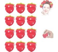 Strawberry Heatless Curlers, rizador de pelo sin calor de la noche a la mañana Adecuado para el pelo largo y corto, Strawberry forma de bola de esponja rizador de pelo (12pcs, one size)