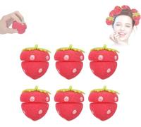 Strawberry Heatless Curlers, rizador de pelo sin calor de la noche a la mañana Adecuado para el pelo largo y corto, Strawberry forma de bola de esponja rizador de pelo (6pcs, one size)