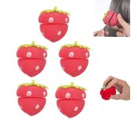 Strawberry Heatless Curlers, Strawberry Foam Rollers, Strawberry Breathable Sponge Simple Curlers for Women Long Hair & Short Hair(5 pcs)