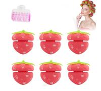 Strawberry Heatless Curlers, Strawberry Hair Rollers, Soft Sponge Hair Rollers for Overnight Curls Hair Friendly Curling Tool for Women (6pcs)