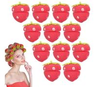Strawberry Heatless Curlers, Strawberry Hair Rollers Soft Sponge, Sleeping Hair Curlers, Friendly Balls Sponge Foam Rollerss Overnight Curling Tool for Women (12pcs)