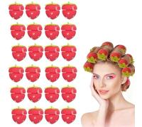 Strawberry Heatless Curlers, Strawberry Hair Rollers, Soft Sponge Sleeping Hair Curlers, Strawberry Foam Rollers for Women, Easy And Comfortable Hairstyling While Sleeping (24pcs)