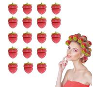 Strawberry Heatless Curlers, Strawberry Hair Rollers with Overnight Curls Hair, Soft Sponge Sleeping Hair Curlers,Hair Friendly Curling Tool, for Women Easy and Hairstyling While Sleeping (18pcs)