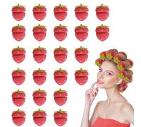 Strawberry Heatless Curlers, Strawberry Hair Rollers with Overnight Curls Hair, Soft Sponge Sleeping Hair Curlers,Hair Friendly Curling Tool, for Women Easy and Hairstyling While Sleeping (24pcs)