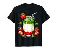 Strawberry Matcha Latte Kawaii Graphic Tea Lover Drink Camiseta