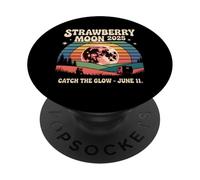 Strawberry Moon 2025 Atrapa el resplandor Retro Escena de junio PopSockets PopGrip Adhesivo