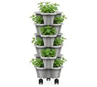 Strawberry Plant Tower - 25x10cm Rolling Vertical Garden, Multi-Tier Stackable Planter, Space Efficient Planting System | Indoor Outdoor Vegetable Flower Herb Organizer for Home Patio Balcony Garden B