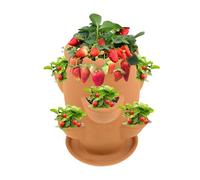 Strawberry Planter Pot, Vertical Terracotta Tower Container with Tray, Multi-Layer Gardening Flowerpot for Vegetables Orchids Succulents Indoor Outdoor Patio Balcony Small Spaces