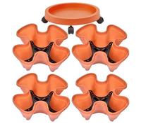 Strawberry Tower Planter - 4-Tier Stackable Vertical Garden with Drainage & Mobile Tray Space-Saving Planter For Vegetables, Flowers, Fruits Indoor & Outdoor Use