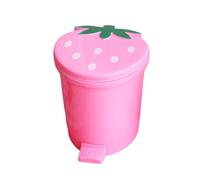 Strawberry Trash Can with Lid, Miini Desktop Garbage Bin Paper Organizer, Cute Push-Lid Waste Basket for Kitchen, Living Room, Offiice, Bedroom, or Study Table Use, Pink