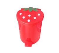 Strawberry Trash Can with Lid, Miini Desktop Garbage Bin Paper Organizer, Cute Push-Lid Waste Basket for Kitchen, Living Room, Offiice, Bedroom, or Study Table Use, Red