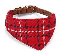 StrawberryEC - Collar de Piel para Cachorros con Hebilla Ajustable para identificación de Cachorro Collar para Perro con diseño de Bandana, Color Rojo