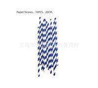 (Straws-10pcs) Clown Plim cartoon theme children's birthday party supplies paper plates, paper cups, pull flags, knife, fork and spoon