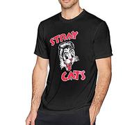 Stray Cats - Camiseta de manga corta para hombre, diseño de gatos, Negro , 3XL