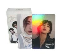 Stray Kids - 50 tarjetas fotográficas láser Stray Kids con efecto holográfico, regalo Kpop, tarjetas Lomo para niños y niñas (tarjeta láser HyunJin)